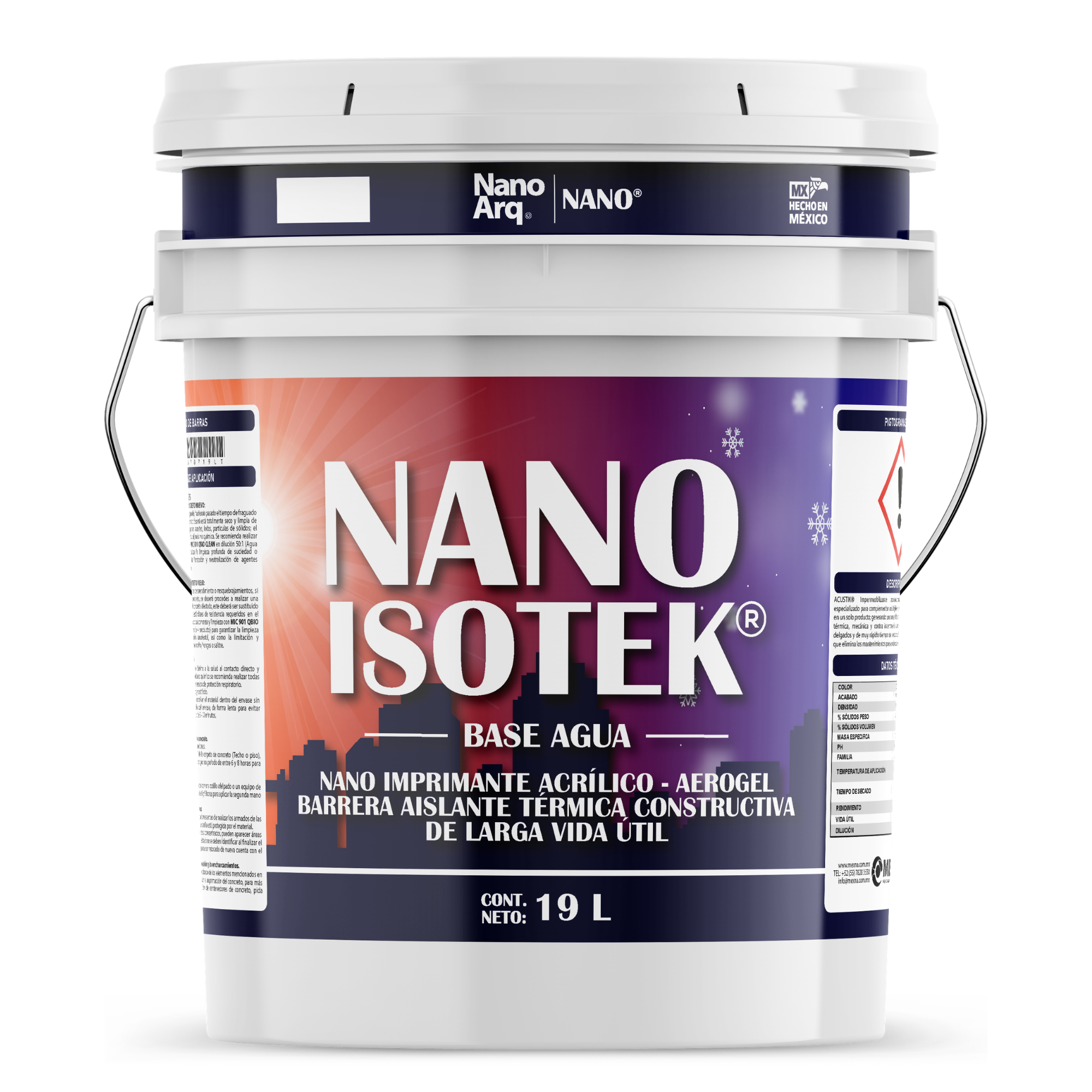 NANO ISOTEK Nano imprimante acrílico Aerogel Barrera Aislante Térmica constructiva de larga vida útil